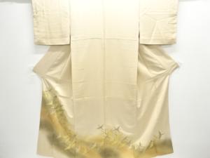 波に群鶴模様三つ紋色留袖(比翼衿付き)